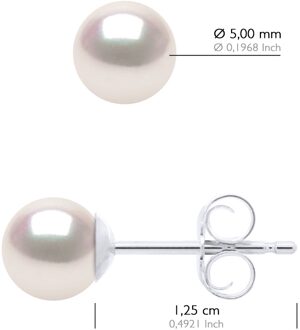 Oorbellen in Wit Goud 750 en Echte Geclassificeerde Cultuurparels Akoya Japans Rond 5-6 mm - One Size