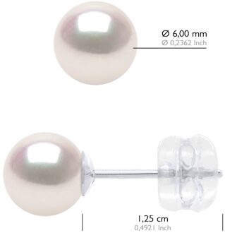 Oorbellen in Wit Goud 750 en Echte Gecultiveerde Parel Akoya Japanse Gecertificeerd Rond 6-7 mm - One Size