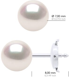 Oorbellen in Wit Goud 750 en Echte GeCultiveerde Parel Akoya Japanse Gecertificeerde Rond 7-8 mm