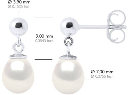 Oorbellen in Wit Goud en Echte Cultuurzoetwaterparels Parel 7-8 mm