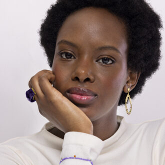 Oorbellen Luxenter Ukdra afgewerkt in 18k geel goud - One Size