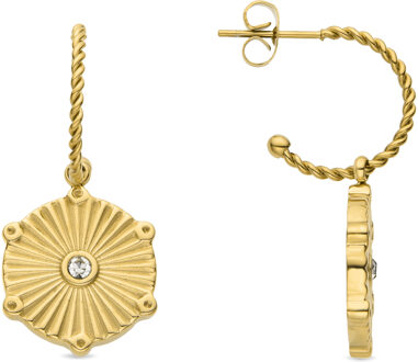 oorbellen met briljant zirkonia in 18K geel goud - Rira Wit