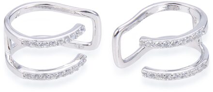 Oorbellen met dubbele oorcuff Zilver