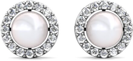 Oorbellen met parels in de vorm van een cirkel - zilver en kristal