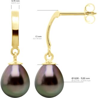 Oorbellen Prestige Gearticuleerd in Geel Goud 375 en Echte Gecultiveerde Tahiti Parel 8-9 mm
