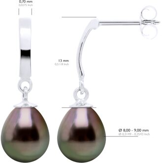 Oorbellen Prestige Gearticuleerd in Wit Goud 375 en Echte Geënte Tahiti Parels Peervorm 8-9 mm Zilver - One Size