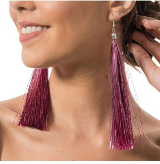 Oorbellen Roze Tinsels 17cm