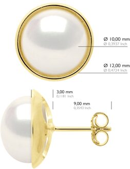 Oorbellen - Surroundings Sleek - Prestige - Geel Goud - Echte Cultuur Zoetwater Parels Knop 10-11 mm - One Size