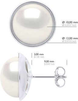Oorbellen - Surroundings Sleek - Prestige - Wit Goud - Echte Gekweekte Zoetwaterparels Knop 10-11 mm - One Size