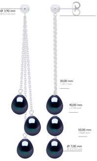 Oorbellen Trio - 3 Echte Gecultiveerde Zoetwaterparels Per 7-8 mm Zilver