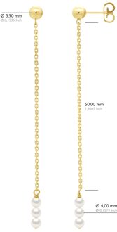 Oorbellen Trio - 3 Echte Gekweekte Zoetwaterpearen Rond 4-5 mm Wit - One Size