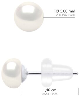 Oorbellen van echte gekweekte zoetwaterparels knop 5-6 mm Wit - One Size