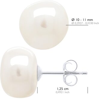 Oorbellen van Zilver 925 en Echte Cultuur Zoetwaterparels Barok 10 - 11 mm Wit - One Size