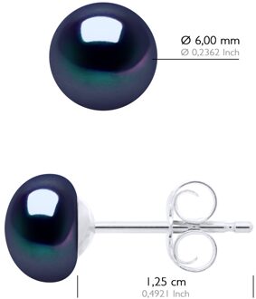 Oorbellen van Zilver 925 en Echte Gecremeerde Zoetwaterparels Knop 6-7 mm Zwart