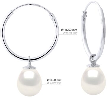 Oorbellen van Zilver 925 Rhodium verguld met Echte Zoetwaterparels Pear 8-9 mm Wit