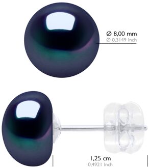 Oorbellen Wit Goud - Echte Gecultiveerde Zoetwater Parel Knop 8-9 mm Zilver
