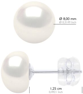 Oorbellen Wit Goud - Echte Gecultiveerde Zoetwaterparels Knop 8-9 mm