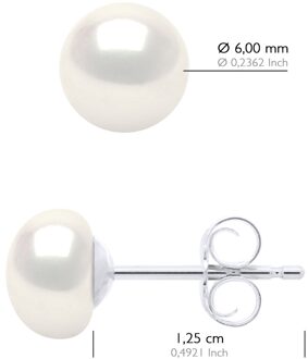 Oorbellen Zilver 925 Echte Gekweekte Zoetwater Parelknoppen 6-7 mm Wit