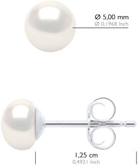 Oorbellen - Zilver 925 en Echte Gecultiveerde Zoetwaterparels Knop 5-6 mm Wit