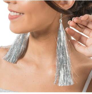 Oorbellen Zilver Tinsels 17cm Zilver - Grijs