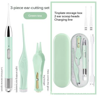Oorreiniger Ear Wax Remover Ear Wax Cleaner Oor Wax Verwijderen Oplaadbare Lichtgevende Oor Pick groen