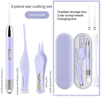 Oorreiniger Ear Wax Remover Ear Wax Cleaner Oor Wax Verwijderen Oplaadbare Lichtgevende Oor Pick paars