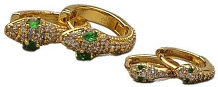 Oorringen set met strass steentjes Snake  goud - One Size,