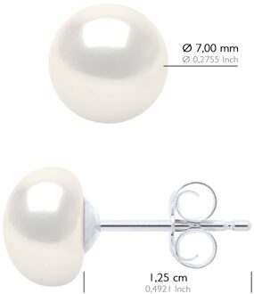 Oorringen van Zilver 925 en Echt Cultuurzoetwaterparels Knop 7-8 mm Wit
