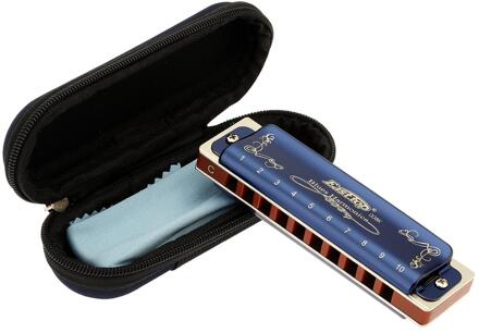 Oost Top Harmonica 10 Hole 20 Tone Diatonische Blues Harmonica Mondharmonica Met Case Top Grade Voor Speler, beginner,