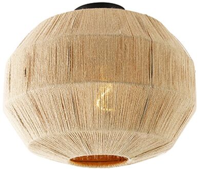 Oosterse plafondlamp zwart met touw - Riki Beige