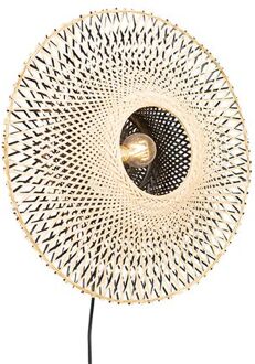 Oosterse wandlamp bamboe 50 cm met stekker - Rina Wit