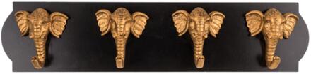 OOTB Houten kapstok olifant ca. 48x11x5,5cm zwart