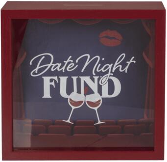 OOTB Houten spaarpot Date night fund 20x20cm rood