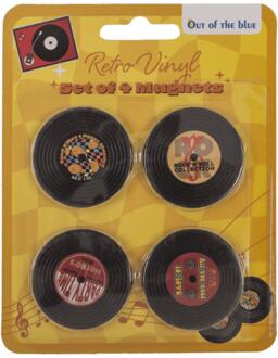 OOTB Koelkastmagneten LP 4,2x4,2cm set van 4 zwart