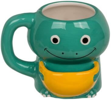 OOTB Mok dino met koekvakje 15x9x12cm 450ml groen