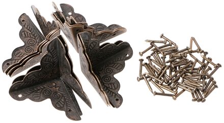 OOTDTY 10 Pcs Antieke Sieraden Doos Hoek Voet Houten Case Hoek Protector Brons Tone