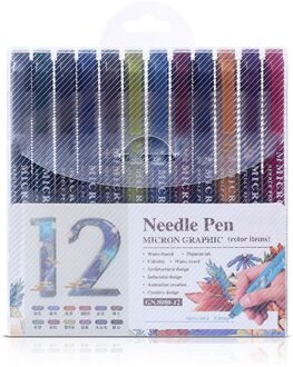 Ootdty 12 Kleuren Haak Liner Naald Schets Marker 0.5Mm Inkt Tekening Pen Voor Schetsen Schrijven Art Supplies