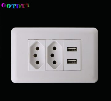 Ootdty 15A Muur Dubbele Standaard Stopcontact Adapter Dual Poorten Usb Charger Panel 5V 2.1A G07