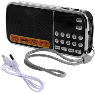 Ootdty Mini Lcd Ontvanger Digitale Fm Am Radio Speaker Usb Micro Sd Tf Card Mp3 Speler zwart