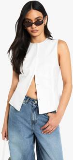 Op Maat Gemaakt Tank Met Verborgen Knopen, White - 38