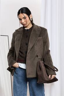 Op Maat Gemaakte Blazer Met Wollen Look, Mocha - 42