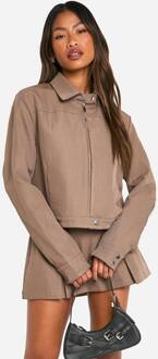 Op Maat Gemaakte Bomberjack Met Kraag, Mocha - 42