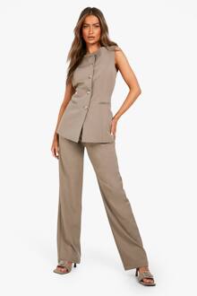 Op Maat Gemaakte Broeken Met Rechte Pijpen, Mocha - 40