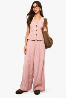 Op Maat Gemaakte Palazzo Broek Met Wijde Pijpen, Pink - 40