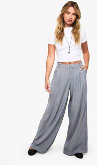 Op Maat Gemaakte Pinstripe Broek Met Opgerolde Wijde Pijpen, Grey Marl - 36