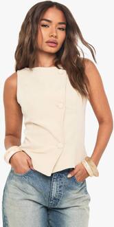 Op Maat Gemaakte Tank Met Bootkraag En Knopen, Ecru - 40
