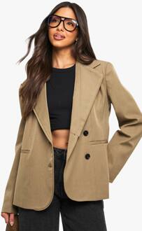 Op Maat Gemaakte Wrapblazer Met Knoopdetails, Mocha - 38