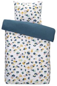 Op=Op | Leen Bakker - Dekbedovertrek Liv - Wit/blauw - 140x200 Cm - Katoen - Blauw#Wit