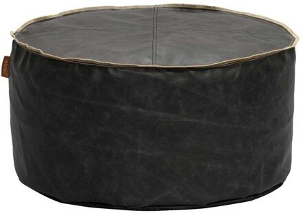 Op=Op | Leen Bakker - Lebel Poef Hugo - 60x30 Cm - Kunstleder - Zwart