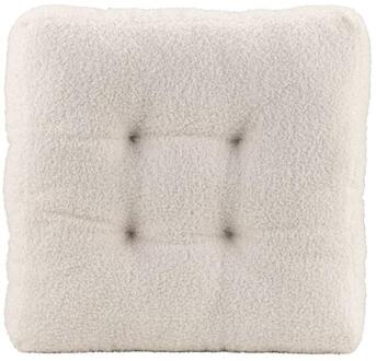 Op=Op | Leen Bakker - Matraskussen Cara Teddy - Off-white - 45x45x8 Cm - Polyester - Wit
